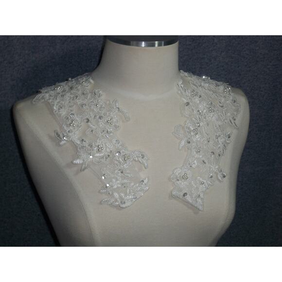 Detachable LaceBeaded Bridal Straps,  Wedding dress lace beaded shoulder straps - Picture 1 of 6